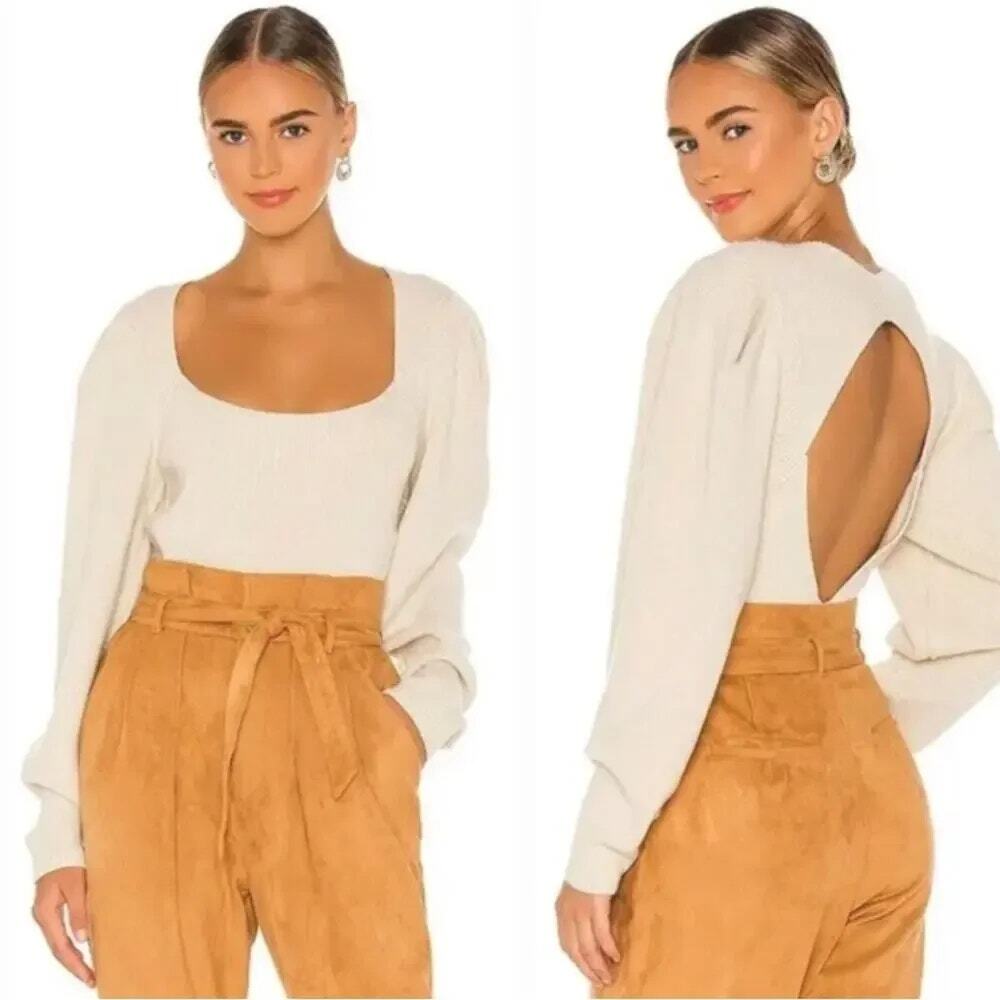NEW Free People Saffron Square Neck Sweater Open Back Ribbed Women's XL